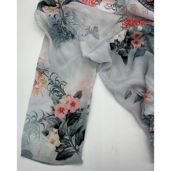 Feathers By Tolani Blouse Womens Small Floral Faux Wrap Lightweight Top - Picture 3 of 5